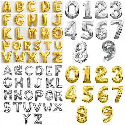 #ad 16quot; FOIL LETTER BALLOONS NUMBER BALLOON ALPHABET SILVER GOLD PARTY SUPPLIES BABY $1.25