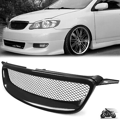 #ad #ad For Toyota Corolla 03 07 Glossy Black Metal Mesh Front Bumper Hood Grill Grille $25.95