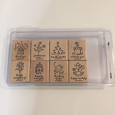 #ad Stampin#x27; Up Greetings Galore Rubber Stamp Set Of 8 2003 Only 2 Used $10.97