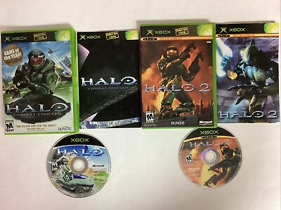 #ad Halo: Combat Evolved And Halo 2 Microsoft Xbox BOTH Games CIB game Case Manual $24.99