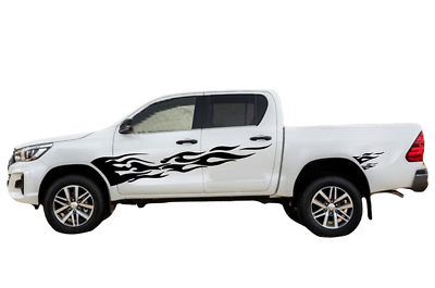 #ad 2 PCS Graphic Vinyl Flame Stripe Car Sticker For Toyota Hilux Side Door Decals $69.99