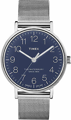 #ad Timex TW2R25900 Waterbury Men#x27;s Blue Analog Watch Steel Mesh Bracelet $69.95