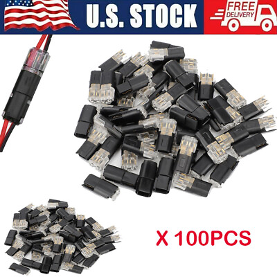 #ad 100PCS Double Wire Cable Plug in Snap Connector Connections Clamp Locking Buckle $24.99