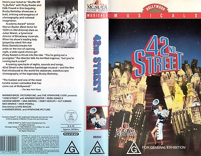 #ad 42nd STREET Warner Baxter VHS Namp;S PAL Original Oz sell thru release AU $24.95