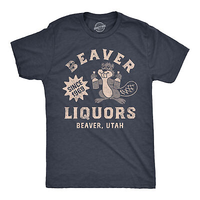 #ad #ad Mens Beaver Liquors T Shirt Funny Booze Bottle Drinking Joke Tee For Guys $6.80