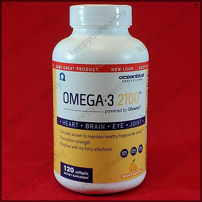 #ad Ocean Blue Omega3 2100 Supplement Fish Oil 120 Softgels 08 2025 US Seller $34.50