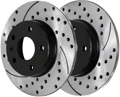 #ad Autoshack Rear Drilled Slotted Brake Rotors Black Pair of 2 Driver and Passenger $96.99