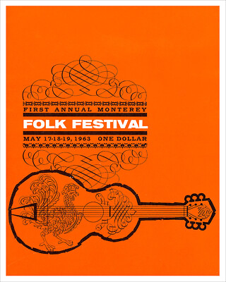 #ad 1963 Monterey Folk Festival concert poster print $27.50
