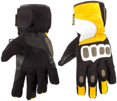 #ad Full Gauntlet Pro Biker Motorcycle Leather Racing Gloves Motorbike Motocross $34.67