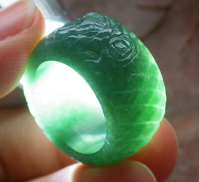 #ad Certified Green Burma Natural A Jadeite Jade Dragon Head Ring NO.4 # 403145 $62.40