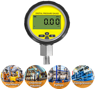 #ad Black Digital Hydraulic Pressure Gauge Pressure Sensor with 1 4in NPT Connector $96.96