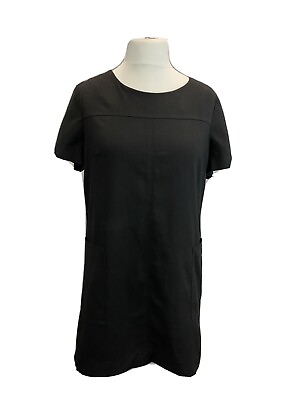 #ad Next Black Stretch Cotton Tunic Dress Size 14T Pockets Short Sleeves Layering GBP 20.00