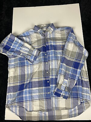 #ad Polo Ralph Lauren Shirt Men’s 2XB 2TG Big Blue Plaid Long Sleeve Button Down $24.97