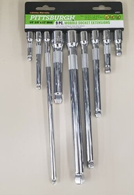 #ad 9pc 1 4 3 8 1 2 Drive Wobble Extensions Bars Set Ratchet Sockets Wrenches 67160 $29.95