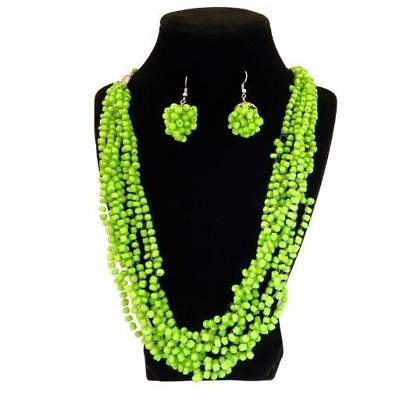 #ad AIR NECKLACE SET HANDMADE BEADED CROCHET BEADS AIR NECKLACE AND EARRING $10.00