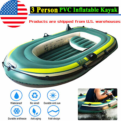 #ad 2 3 Person Inflatable Boat Fishing Boat Kayak Canoe Rowing Air Boat Drifting PVC $49.99