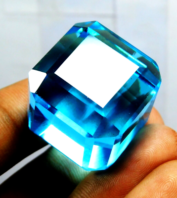 #ad Natural 245.00 Ct Blue Aquamarine Cube Cut Beautiful Loose Gemstone Certified $29.99