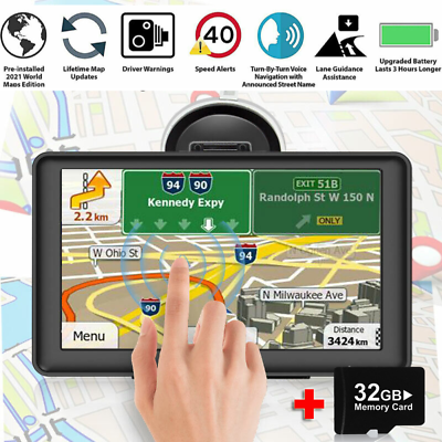 #ad Car Truck GPS Navigation 7 Inch Touch Screen 2024 Maps Spoken Direction 32G Card $53.89