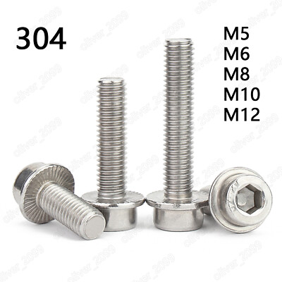 #ad 304 Stainless Steel Hex Socket Bolts Cap Head Flange Screws M5 M6 M8 M10 M12 $47.95