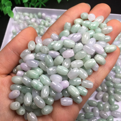 #ad 50pcs Grade A Natural Lavender Jade Jadeite Lucky Tube Beads Pendant 6*9mm $26.55
