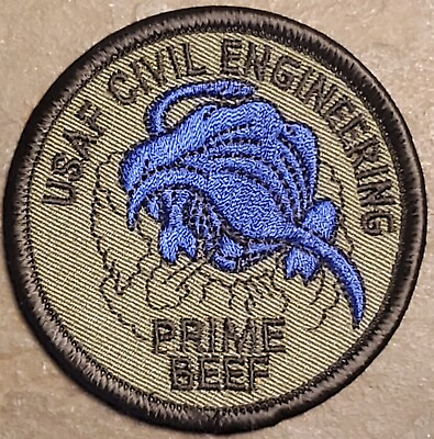 #ad USAF Air Force Civil Engineering PRIME BEEF OD Green 3quot; patch SUBDUED VTG ORG $6.99