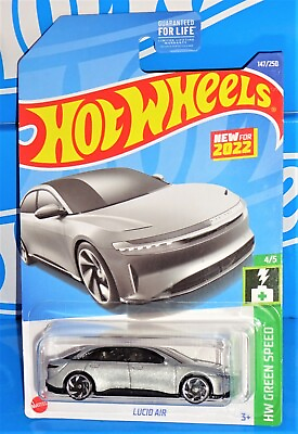 #ad Hot Wheels New For 2022 Green Speed Series #147 Lucid Air Silver w RA6s $3.00