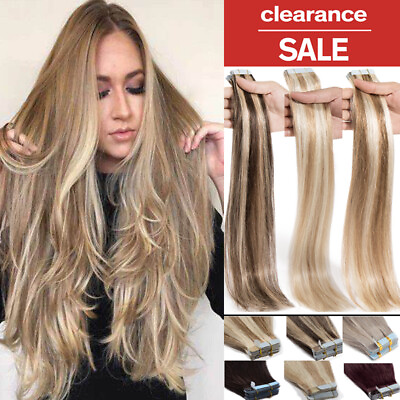 #ad Skin Weft 100% Real Remy Human Hair Tape In Extensions Highlight Ombre 20 60pcs $69.99