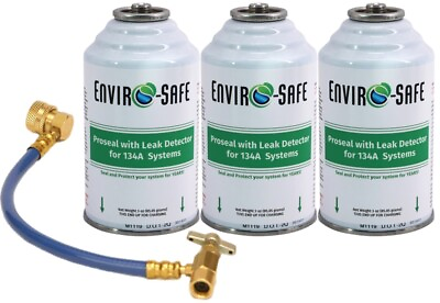 #ad Pro Seal Stop Leak w R 134a Leak Detector Dye R 134a Charging Hose 3 Cans $55.00