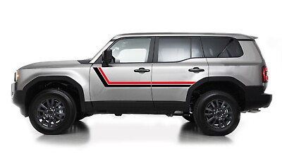 #ad Side Double Hockey Stripes Decal Stickers Kit for Toyota Land Cruiser Off Road $142.00