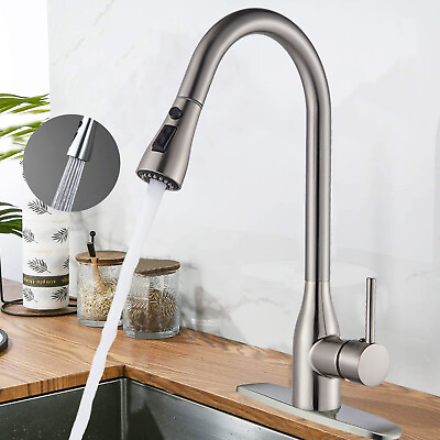 #ad Commercial Stainless Steel Kitchen Sink Faucet Pull Down Sprayer Spring Mixer $29.99