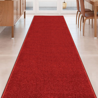 #ad #ad Custom Size Stair Hallway Runner Rug Non Slip Rubber Back SOLID RED $82.99