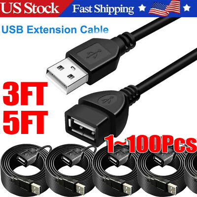 #ad #ad High Speed USB USB Extension Cable USB 2.0 Adapter Extender Cord Male Female LOT $7.85