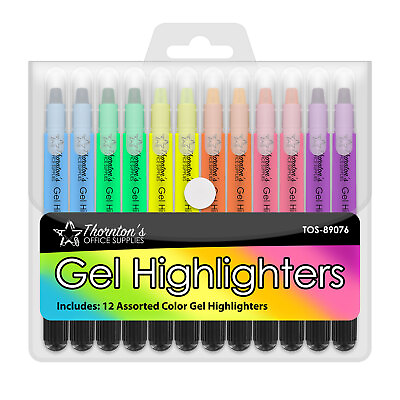 #ad 12 Thornton#x27;s Office Supplies Twist Retractable Bible Gel Highlighters Assorted $8.99