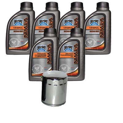 #ad Oil Change Kit Bel Ray Harley V Twin Primary Transmission Oil Filter 20w50 6 qt $72.56