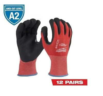 #ad Large Red Nitrile Level 2 Cut Resistant Dipped Work Gloves 12 Pack $89.99