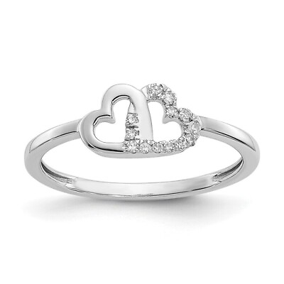 #ad 1 Ct Round Cut Simulated Diamond Valentine Double Heart Ring 925 Sterling Silver $107.59