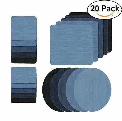 #ad 5 Colors DIY Iron on Denim Fabric Patches for Clothing Jeans Repair Kit（20pcs ） $5.40