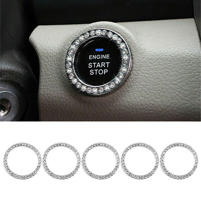 #ad 5PCS Car Bling Decorative Accessories Switch Button Start Diamond Decor Ring $10.99