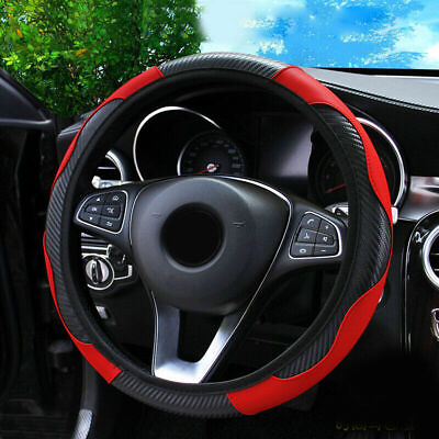 #ad Universal Car Steering Wheel Cover Non slip Red Microfiber Leather Accessories $18.22