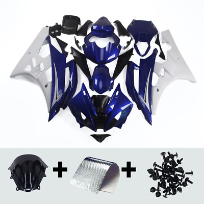 #ad Blue White Bodywork for 2006 2007 Yamaha YZF R6 06 07 ABS Injection Fairing Kit $354.65