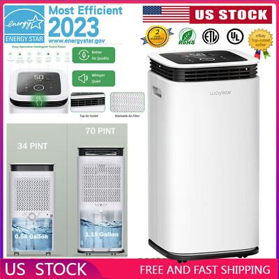#ad 70 Pint Energy Star Dehumidifier Auto Defrost for Basement 7500 Sq. Ft. Quiet $269.99