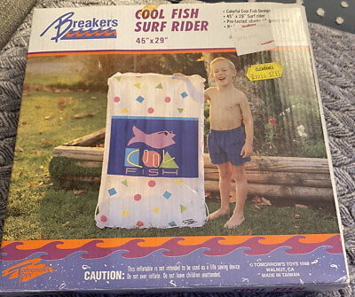 #ad vintage kids flotation cool fish rider 1988 new in box beach pool 45x29 $15.00