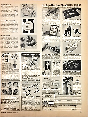 #ad Misc Nostalgic Historical Back Of Magazine Small Ads Vintage 1974 Print Ad 9 x12 $9.50