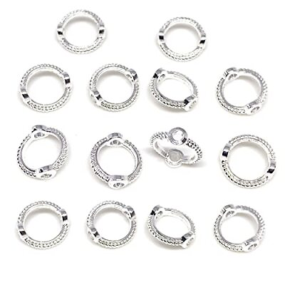 #ad 50Pcs Alloy Circle Bead Frame Two Hole Frame Spacer Beads Round Bead Frames C... $20.76