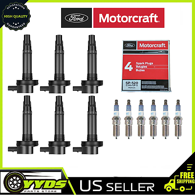 #ad 6x Ignition Coils amp; Motorcraft Spark Plugs for Ford Lincoln Mazda Mercury 3.5L $109.47