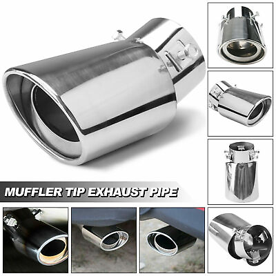 #ad Car Chrome Stainless Steel Rear Exhaust Pipe Tail Muffler Tip Round Accessorie $9.09