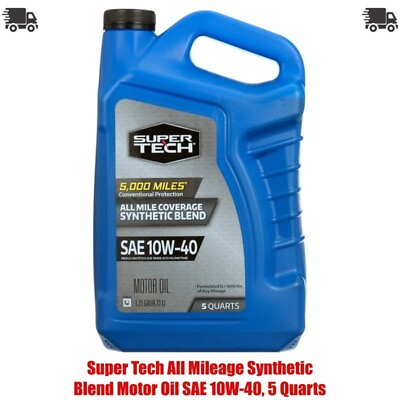 #ad Super Tech All Mileage Synthetic Blend Motor Oil SAE 10W 40 5 Quarts $15.12