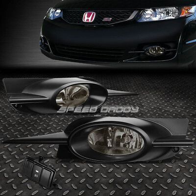 #ad FOR 09 11 HONDA CIVIC COUPE SMOKED LENS BUMPER FOG LIGHT LAMPS W BEZELSWITCH $47.98