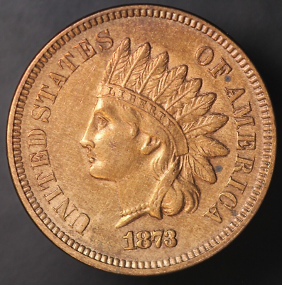 #ad 1873 INDIAN CENT CLOSED 3 TONED FRESH FROM ORIGINAL COLLECTION LOT 7863 $399.99