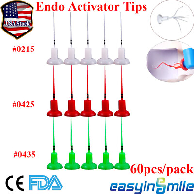#ad 60Pcs Dental Endodontic Sonic Irrigator Tips Flexible Files For Endo Activator $40.49